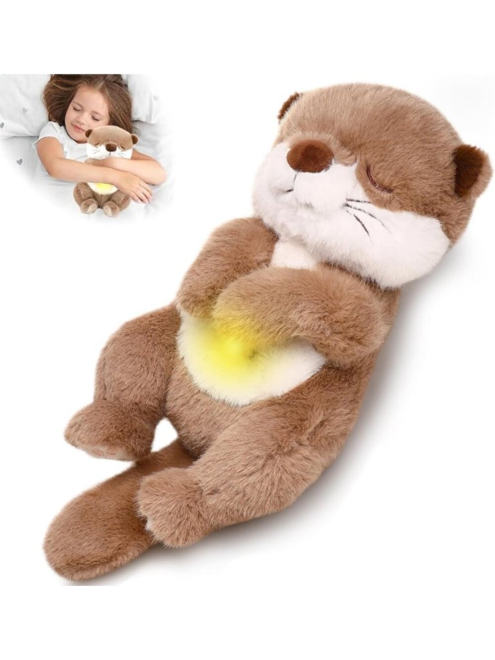 Soft Plush Breathing Otter Toy | Light Music Sleep Buddy for Kids & Babies
